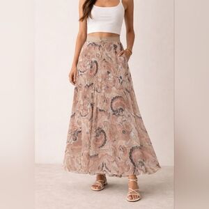 Wilfred Paisley Maxi Skirt in Cream and Pink NWT